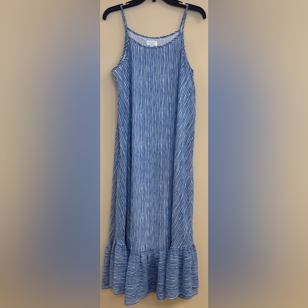 Blue and White Mud Pie Adora Maxi Dress, size large